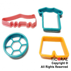 CORTANTE SET PARA GALLETITAS FUTBOL PLASTICO 4 X 1